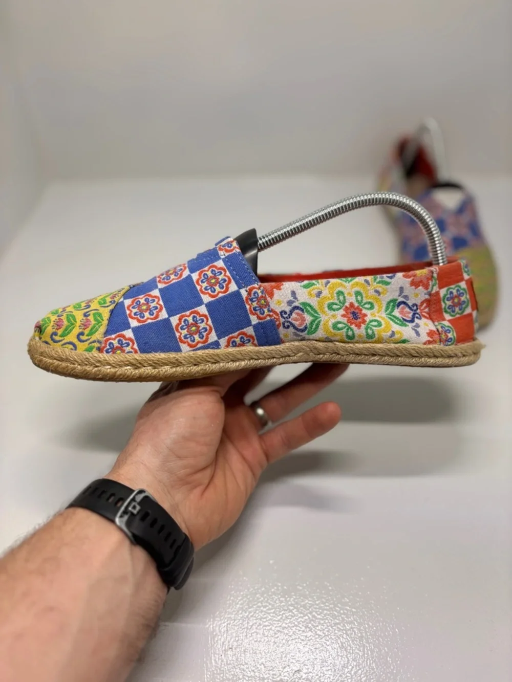 TOMS Alpargata Slip-On Espadrilles Patchwork Print Canvas Flats Women’s 7.5 Boho